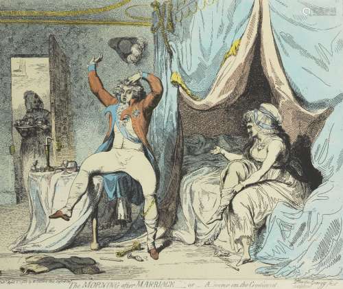 After James Gillray, British 1756-1815- Wife and no wife-or-A trip to the continent: The Morning