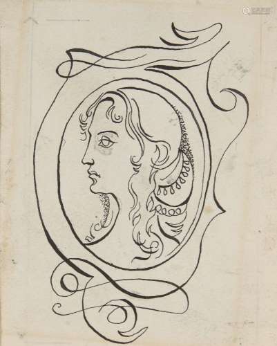 Attributed to Rex Whistler, British 1905-1944 Frontispiece, portrait of a woman in profile; pen
