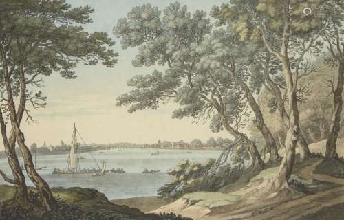Joseph Constantine Stadler, British act 1780-1812- View up the river from Milbank, after Joseph