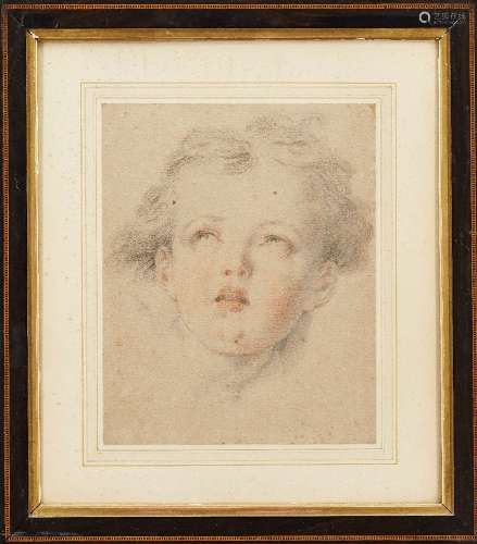 French School, mid/late 18th century- Drawing of a child's head; red and black chalk on paper,