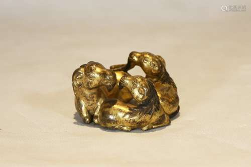 bronze gold gilded paperweight