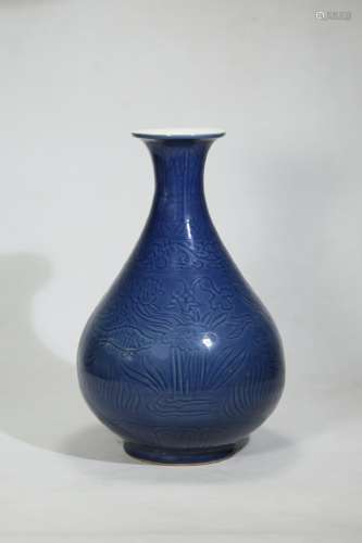 ming dynasty porcelain engraved bottle with mark of xuande