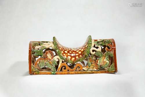 Tang Sancai tri-color Carved Porcelain Pillow