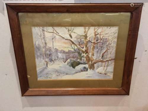MONOD A, \nWinter in the forest, \nWatercolor, signe…