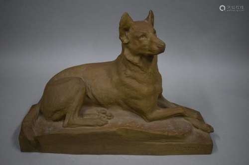 VIRION Charles (1865 1946) \nLying dog, sandstone p…