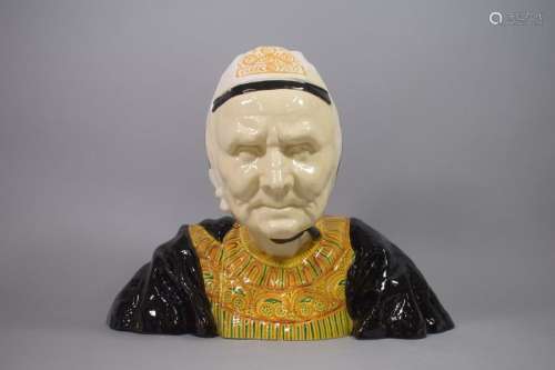 QUIMPER PORSON \nGlazed earthenware bust signed rep…