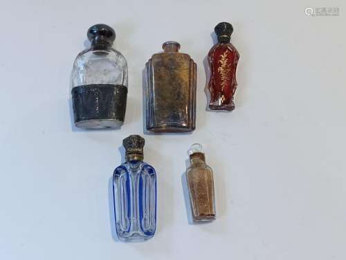 FRANCE (XIXth century) \nSet of five salt flasks.