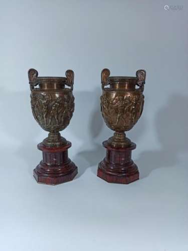 Ferdinand BARBEDIENNE \nPair of antique bronze vase…