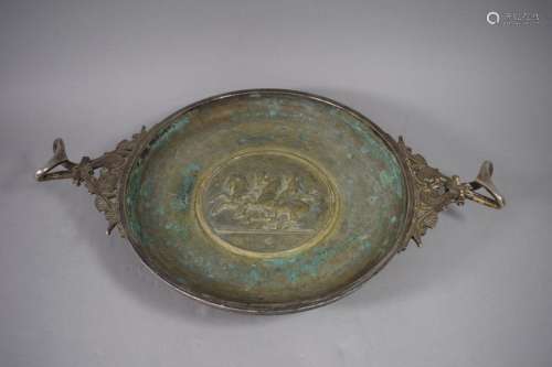 Barbedienne, silver bronze bowl with central decor…