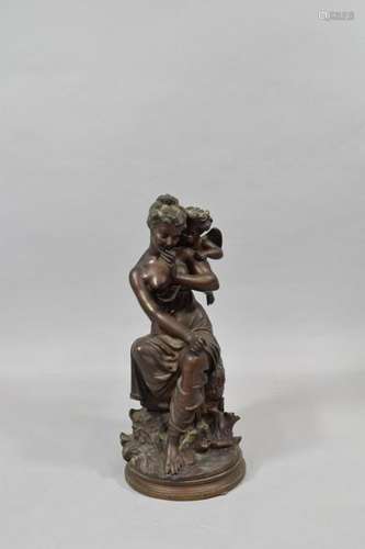 TRODOUX Adrien (XIX) \nAllegory of love, bronze gro…