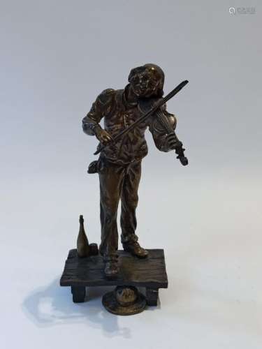 FUCHS F. (XIX XX) \nThe violinist, bronze, signed o…