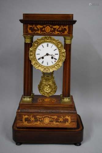 Portico clock in rosewood veneer, light wood fille…