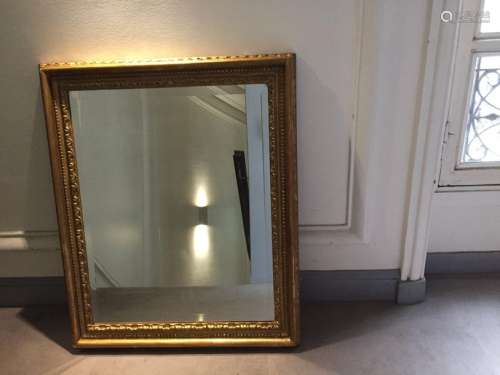 Rectangular mirror, bevelled glass, gilded wood fr…