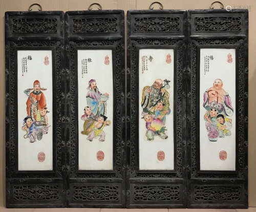 SET OF PORCELAIN BOARD PAINTED WITH FIGURE