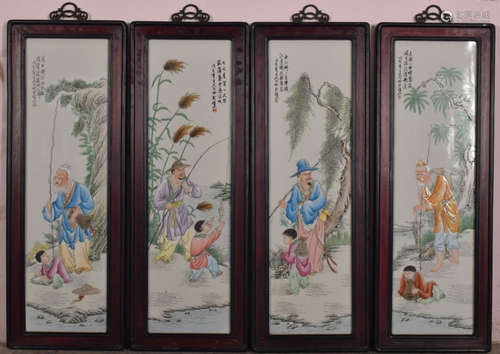 SET OF PORCELAIN BOARD PAINTED WITH FIGURE