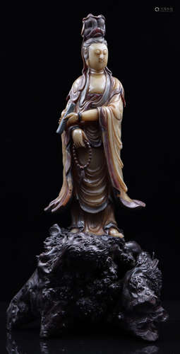 A SHOUSHAN STONE GUANYIN BUDDHA STATUE