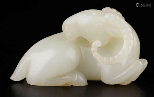 A HETIAN WHITE JADE SHEEP PENDANT