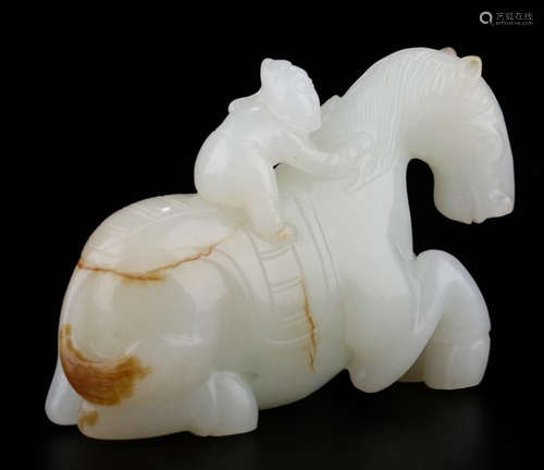 A HETIAN WHITE JADE HORSE PENDANT