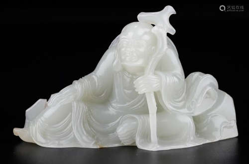 A HETIAN WHITE JADE ARHAT BUDDHA PENDANT