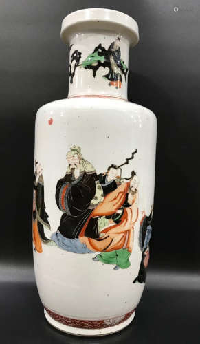 FIVE COLOR GLAZE VASE PAINTED WITH FIGURE PATTERN
