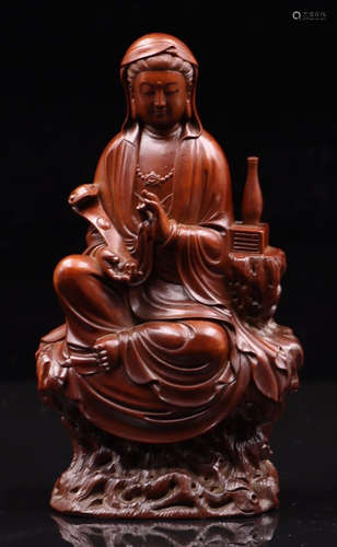 A HUANGYANG WOOD GUANYIN BUDDHA STATUE