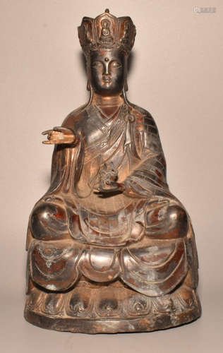 A COPPER KSITIGARBHA BUDDHA STATUE