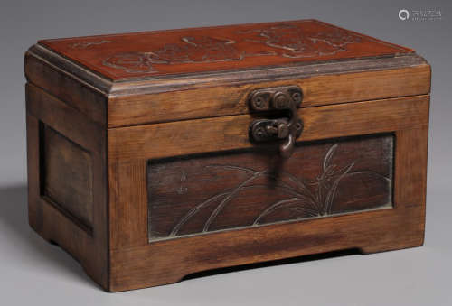 A BAMBOO BOX WITH DRAWERS