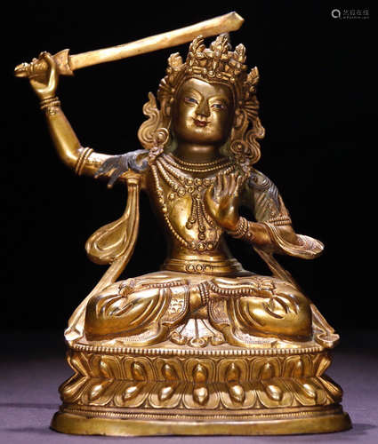 A GILT BRONZE TARA BUDDHA STATUE