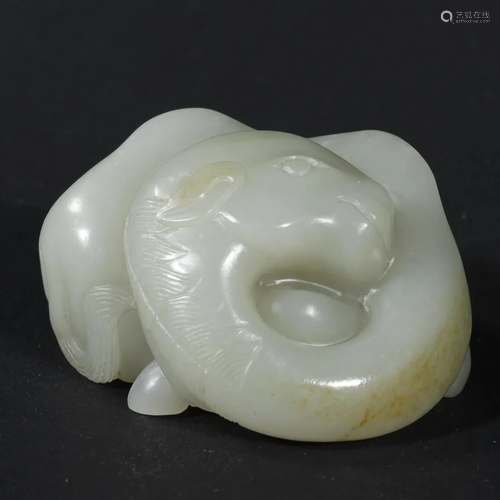 A WHITE JADE MYTHICAL BEAST