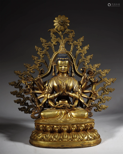 A MAGNIFICENT IMPERIAL GILT-BRONZE BUDD…