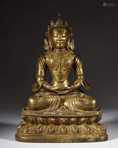 A VERY FINE GILT-BRONZE BUDDHA FIGURE