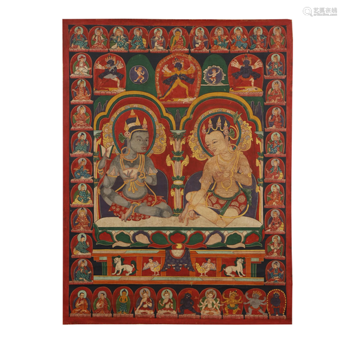 AN ARCHAIC RARE THANGKA