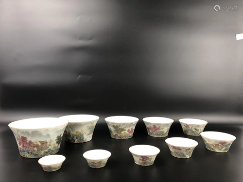 A GROUP OF TEN CHINESE FAMILLE ROSE CUPS…