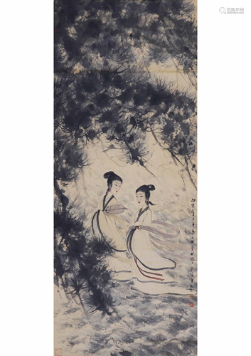 A CHINESE PAPER SCROLL PAINTING, ATTRIBUTE…