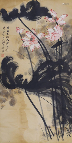 A CHINESE PAPER SCROLL PAINTING, ATTRIBUTE…