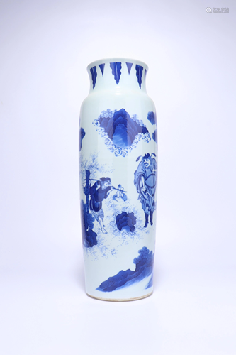 A CHINESE BLUE AND WHITE MING STYLE VASE, 18C