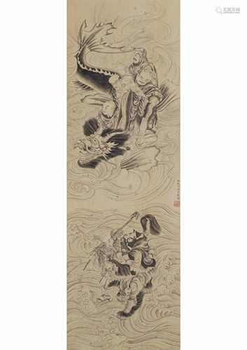 A CHINESE PAPER SCROLL PAINTING, ATTRIBUTE…