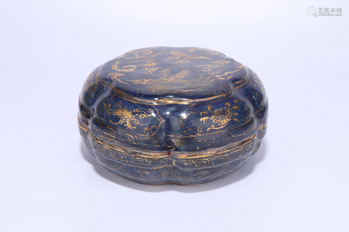 A CHINESE GILT-DECORATED BLUE-GLAZED BO…