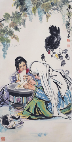 A CHINESE PAPER SCROLL PAINTING, ATTRIBUTE…