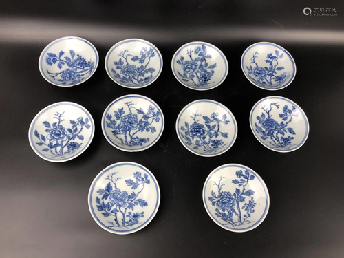 A GROUP OF TEN CHINESE BLUE AND WHITE D…