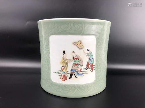 A CHINESE LIGHT GREEN GLAZED FAMILLE ROS…