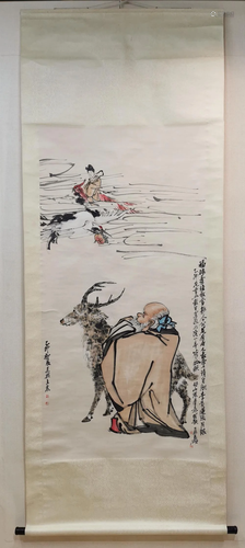 A CHINESE PAPER SCROLL PAINTING, ATTRIBUTE…