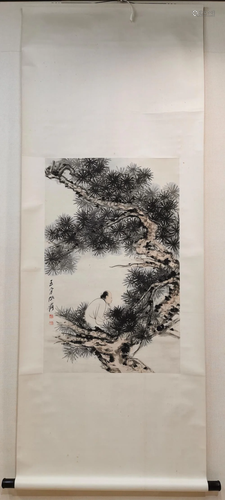 A CHINESE PAPER SCROLL SAGE PAINTING, ATT…