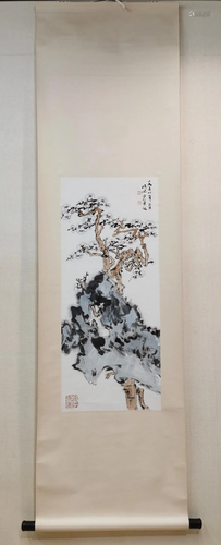 A CHINESE PAPER SCROLL PRUNUS PAINTING, …