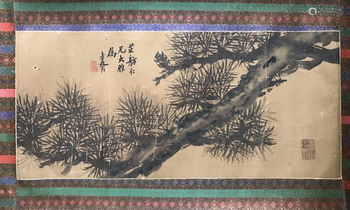 A CHINESE SILK PAINTING, ATTRIBUTED TO Z…