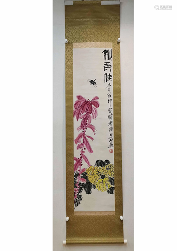 A CHINESE PAPER SCROLL PAINTING, ATTRIBUTE…