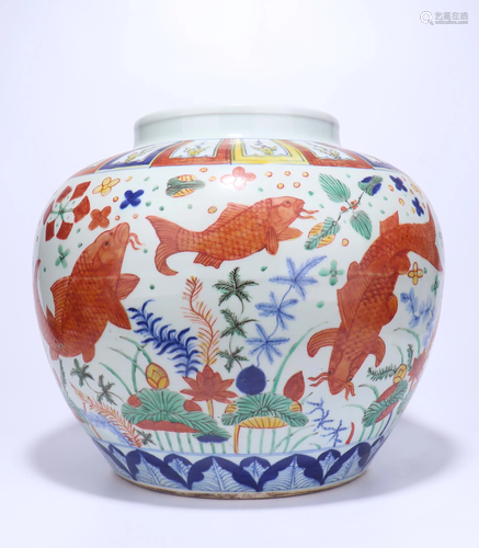 A CHINESE FAMILLE VERTE JAR WITH JIAJING MAR…