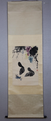 A CHINESE PAPER SCROLL PAINTING, ATTRIBUTE…