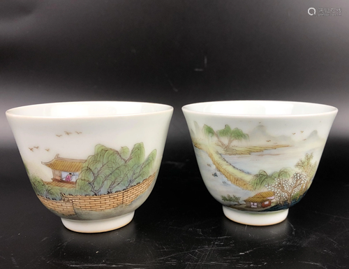 A PAIR OF CHINESE FAMILLE ROSE CUPS, QING D…