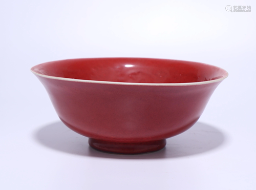 A CHINESE RED GLAZED BOWL, QING DYNASTY